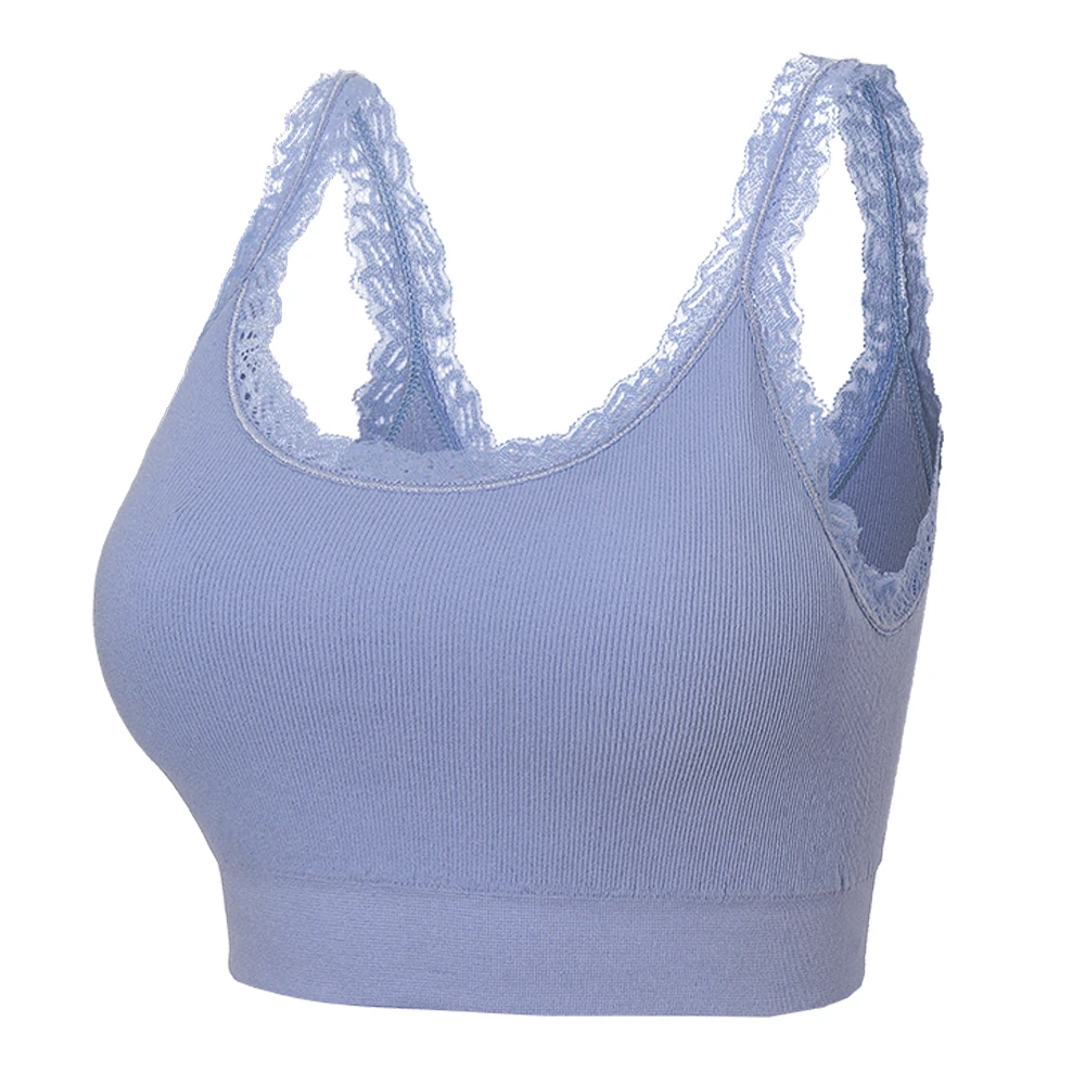 New Arrival Pengsheng Women Wireless Lace Knit Bra Women Wide Strap Bralette Underwear Full Cup Yoga Bra for Women