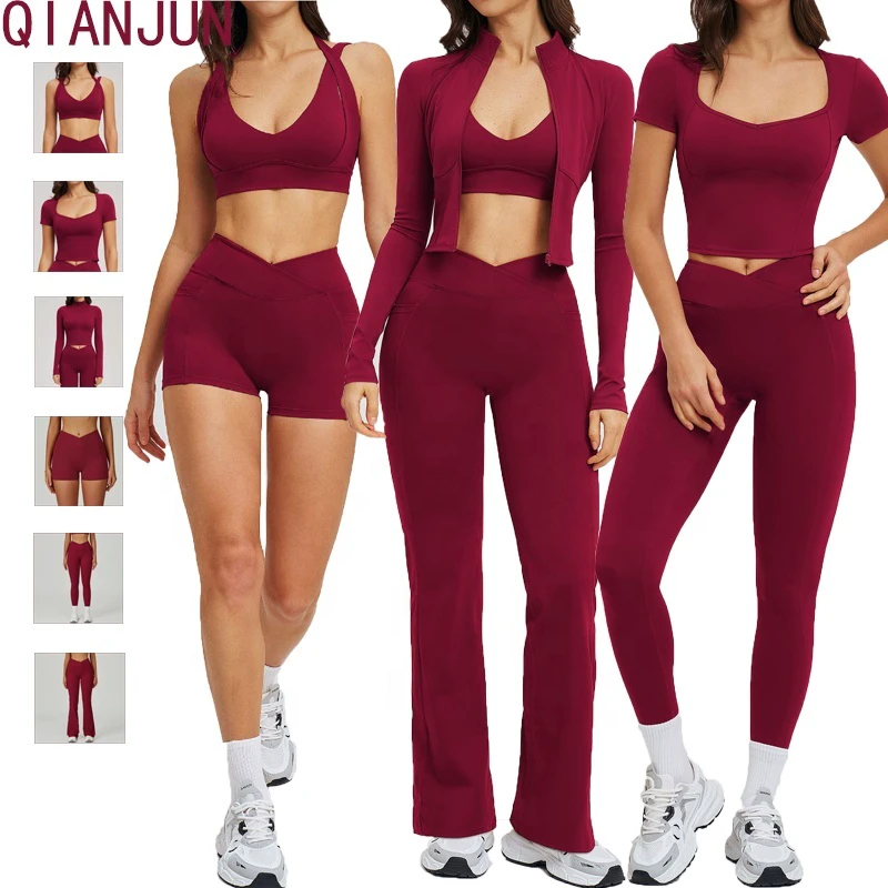 Wholesale High Quality Gym Clothing Long Sleeve Jacket Activewear High Waist Pants Workout Women Yoga Wear Set