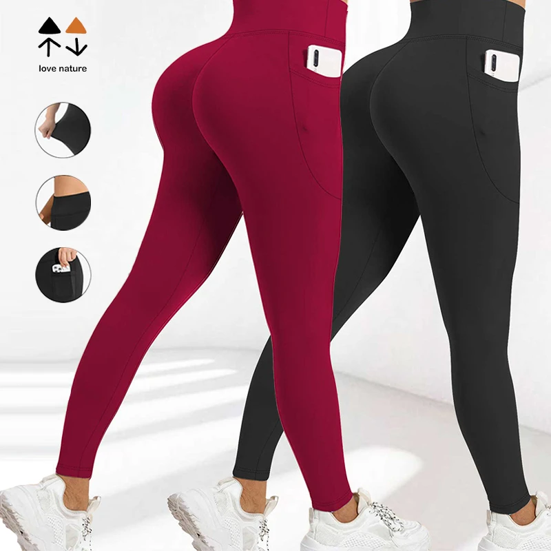 Hot-Selling European American High-Waist Butt-Lifting Tummy-Control Running Sports Leggings Plus Size Women's Fitness Yoga Pants