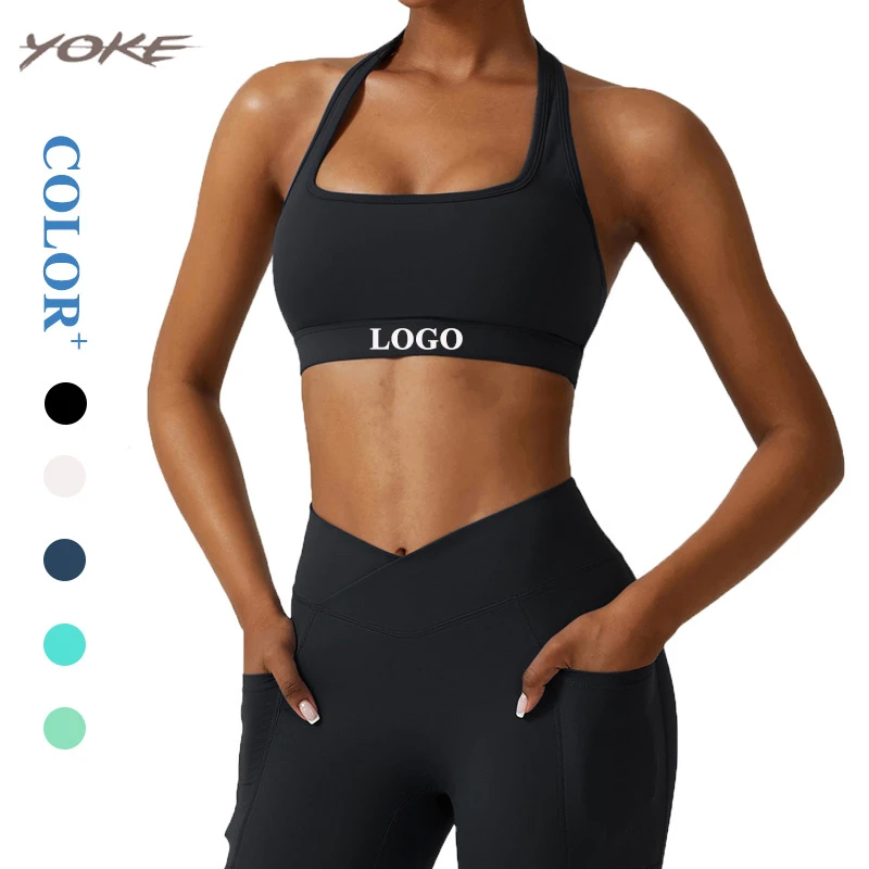 JC Best Selling High Impact Support Neck Halter Ladies Yoga Bra Top Fitness Gym Backless Running Women Sports Bra