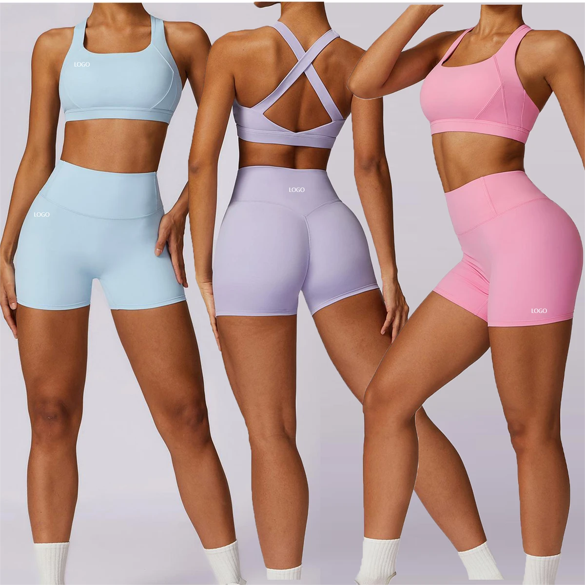 Wholesale Custom Elastic Women Gym Fitness Yoga Sets High Impact Sports Bra for Women