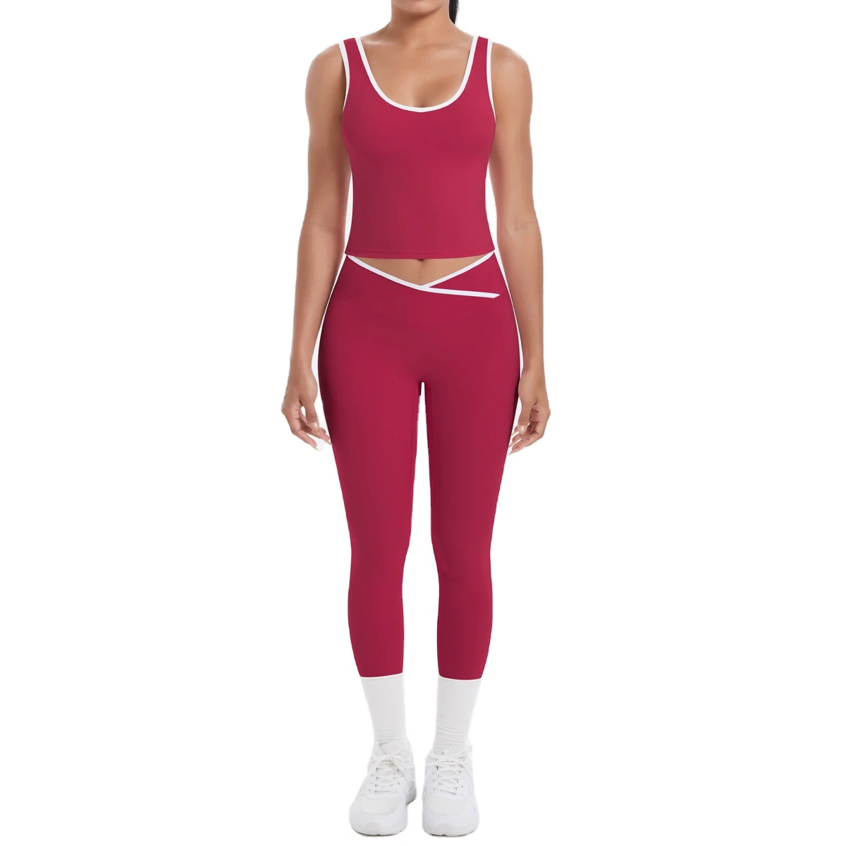 Women's Cross-Border Sexy Backless Sports Vest High Waist Plus Size Elastic Waist Yoga Pants Breathable Two-Piece Set Front Logo