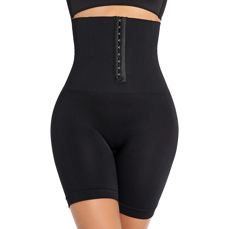 High Waisted Breathable Nylon Compression Shorts Women Postpartum Adjustable Waist Hip Buttons Seamless Flat Angle Oversized