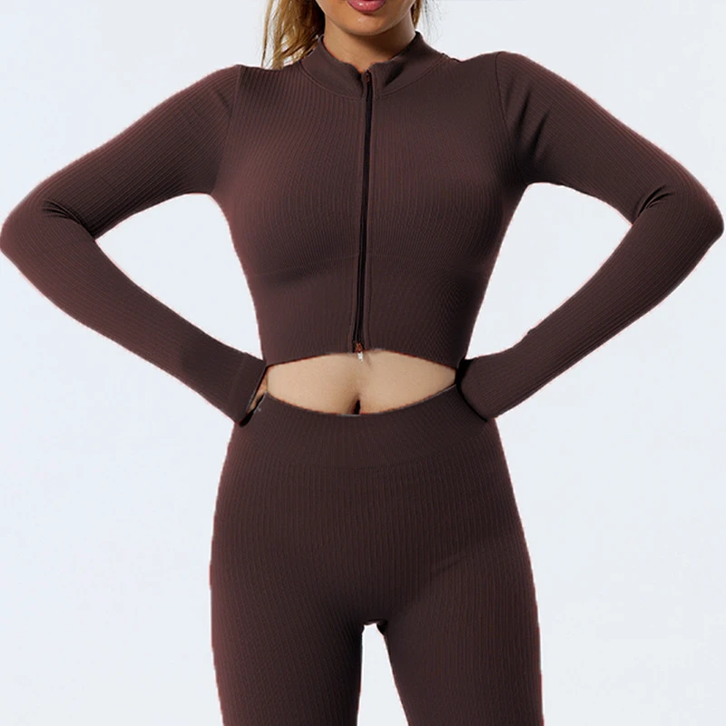 2024 Solid Spandex/Nylon Yoga Bra Back Long Sleeved High Neck Vest Quick Drying Eco-Friendly Four-Way Stretch Hip Lifting