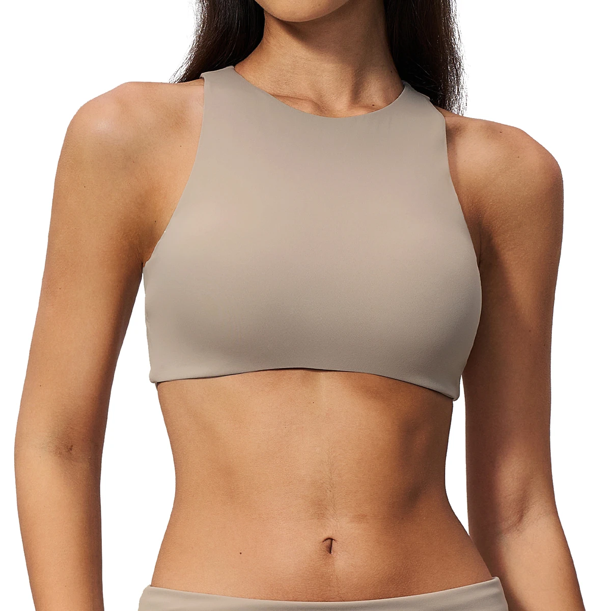 High Elasticity Lightweight Shockproof Yoga Sports Bra High Support Removable Pads Backless Design Front Print Brushed Fabric