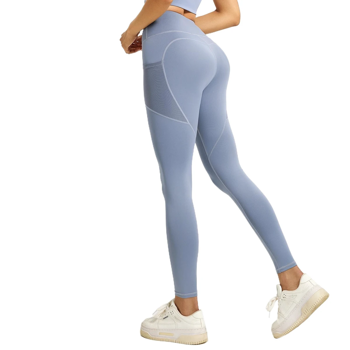 Women Ultra Sculpt High Waist Scrunch Butt Lifting Tummy Control Side Pocket Training Leggings No Front Crotch Seam Yoga Pants