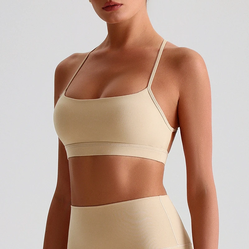 Workout Sports Quick Dry Bras for Women Padded Strappy Open Back Gym Bra Light Impact Cross Yoga Crop Top Plus Size