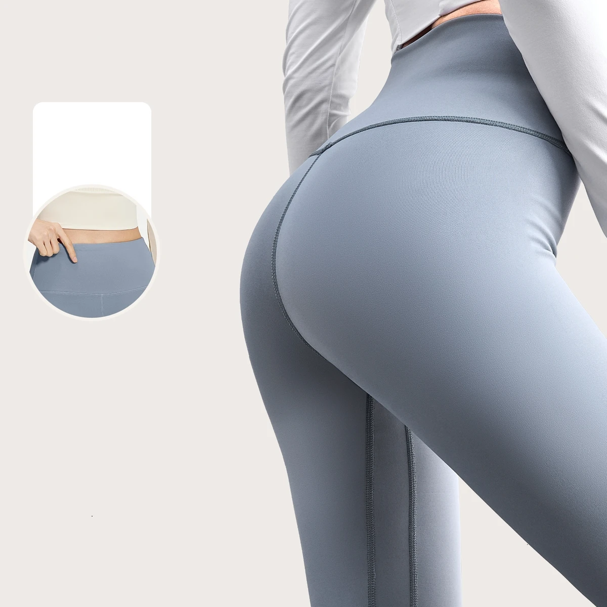 Wholesale Long-Length Seamless Breathable Lightweight Quick Dry Women's Sports Yoga Pants High Elasticity Solid High Waist Hip