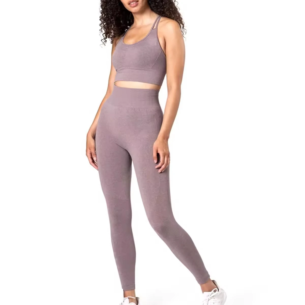 Wholesale Women's Yoga 2-Piece Set Sleeveless Solid Quick Dry Breathable Eco-Friendly Streetwear Gym Fitness Sportswear