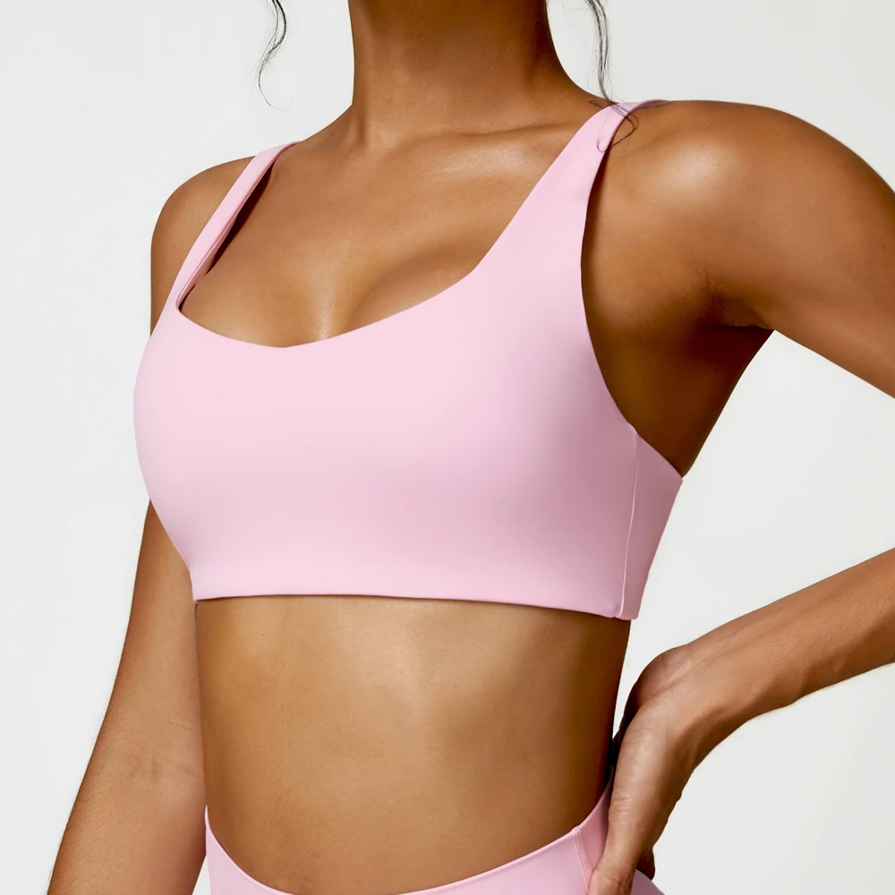 New Halter Sports Bra High Strength Soft Push up Sexy Workout Run Gym Sportswear