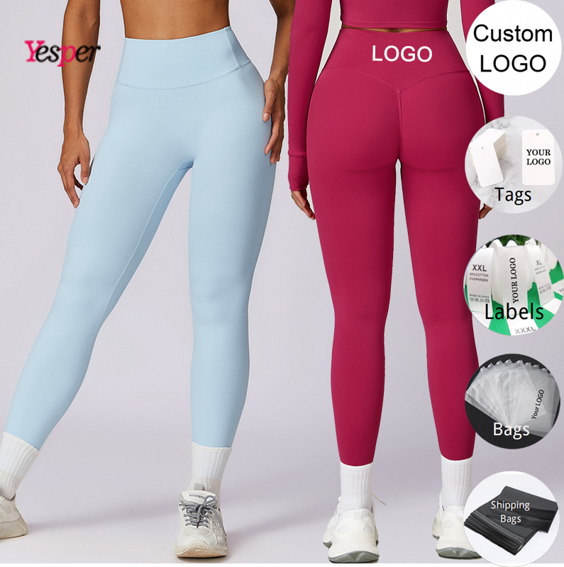 Customizable Logo Tight Yoga Leggings for Women Quick-Drying High Waist Fitness Pants Hip Lifting Solid Outwear Running Sweatp