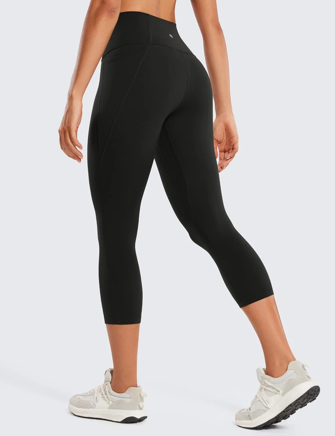 CRZ YOGA Butterluxe Solid Tummy Control Shapewear Workout Capri Pants Pockets Polyamide 21