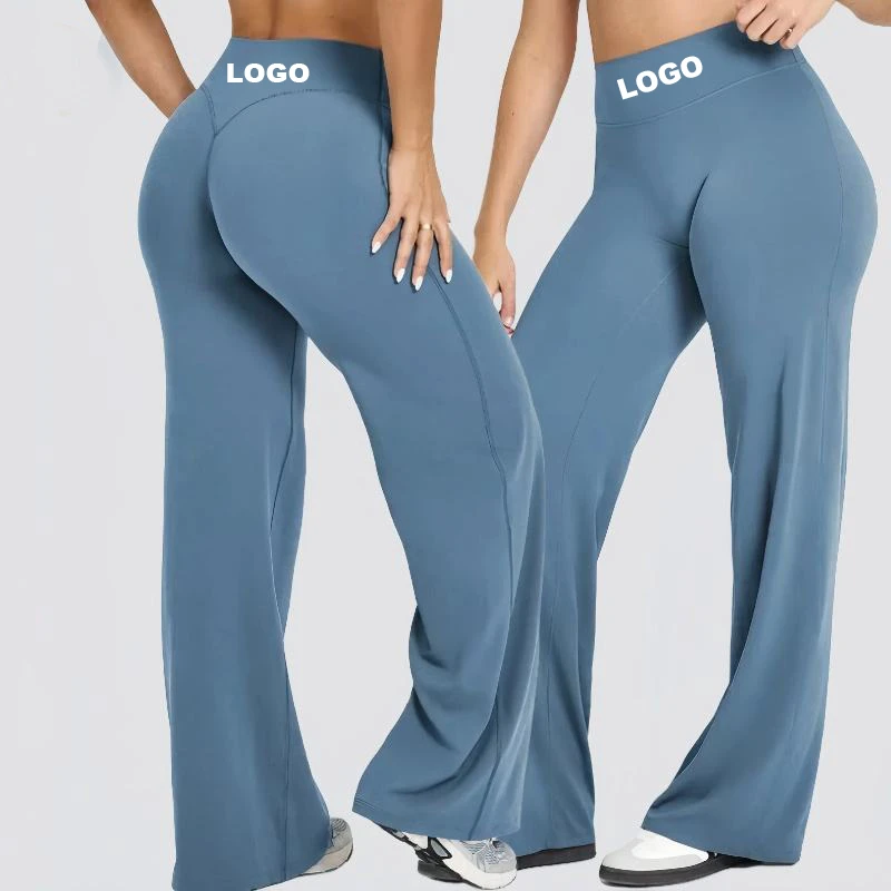 Custom Sports Flared Yoga Leggings Workout High Waist Quick Dry Hip Lifting Yoga Pants Wide Leg Gym Fitness Leggings for Women
