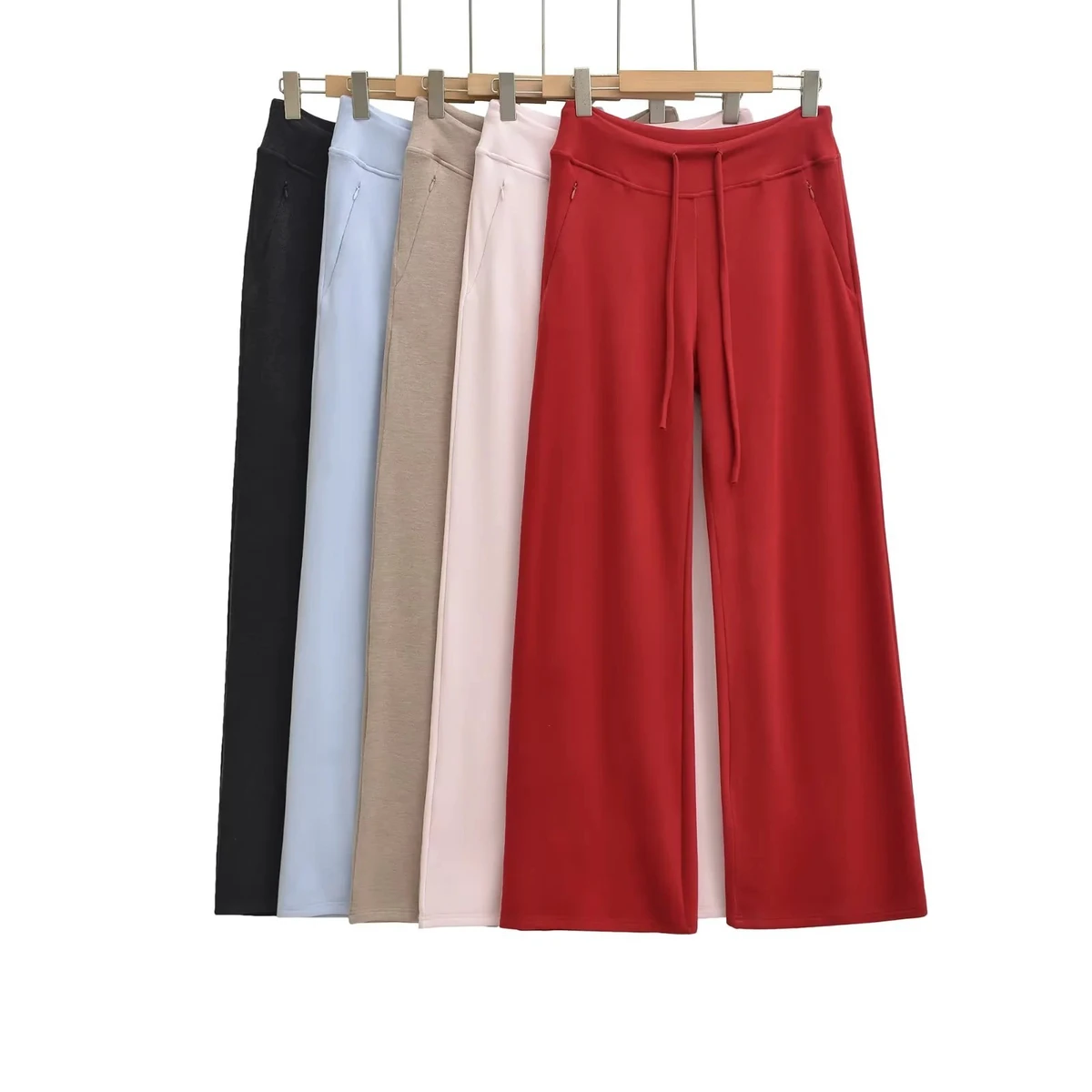 High Waist Boot Cut Corduroy Yoga Pants for Women-Elastic Waist Autumn Hip Hop Loose Fit Full Length Lounge Pants