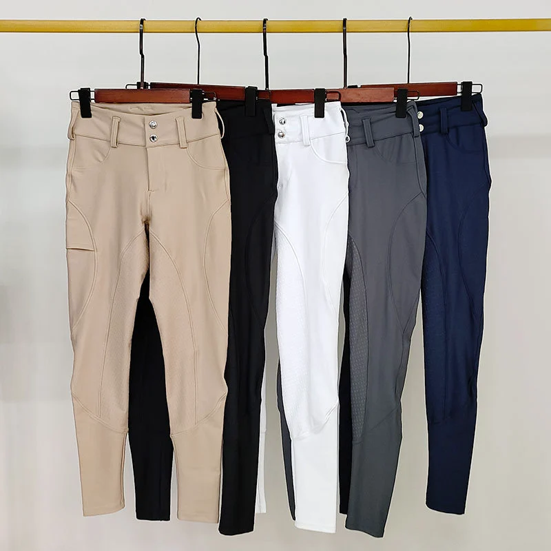 Recycled 5 Colors Riding Zipper Leggings Women Silicone Anti-pilling Breeches Equestrian Ladies Horseback Clothing