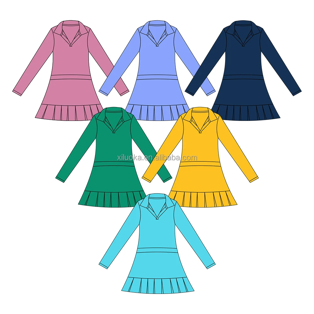 Girls Yoga Dress Long Sleeve V Neck With Built In Shorts Custom Logo Color Kids Active Wear For Sports
