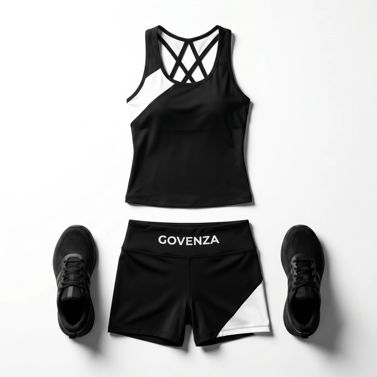 Women's Fitness Tank Top Shorts Set U Neck Sleeveless Sports Bra Set Polyester High Waist Fitted Lightweight Workout Activewear