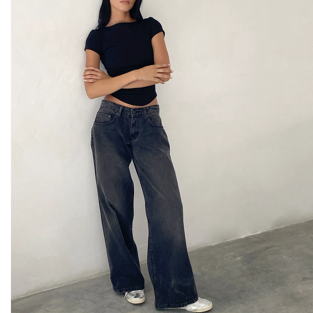Women's Jeans 2026 New Women's Casual Style Low-Waist Straight Leg Denim Pants Wide Leg Washed Jeans