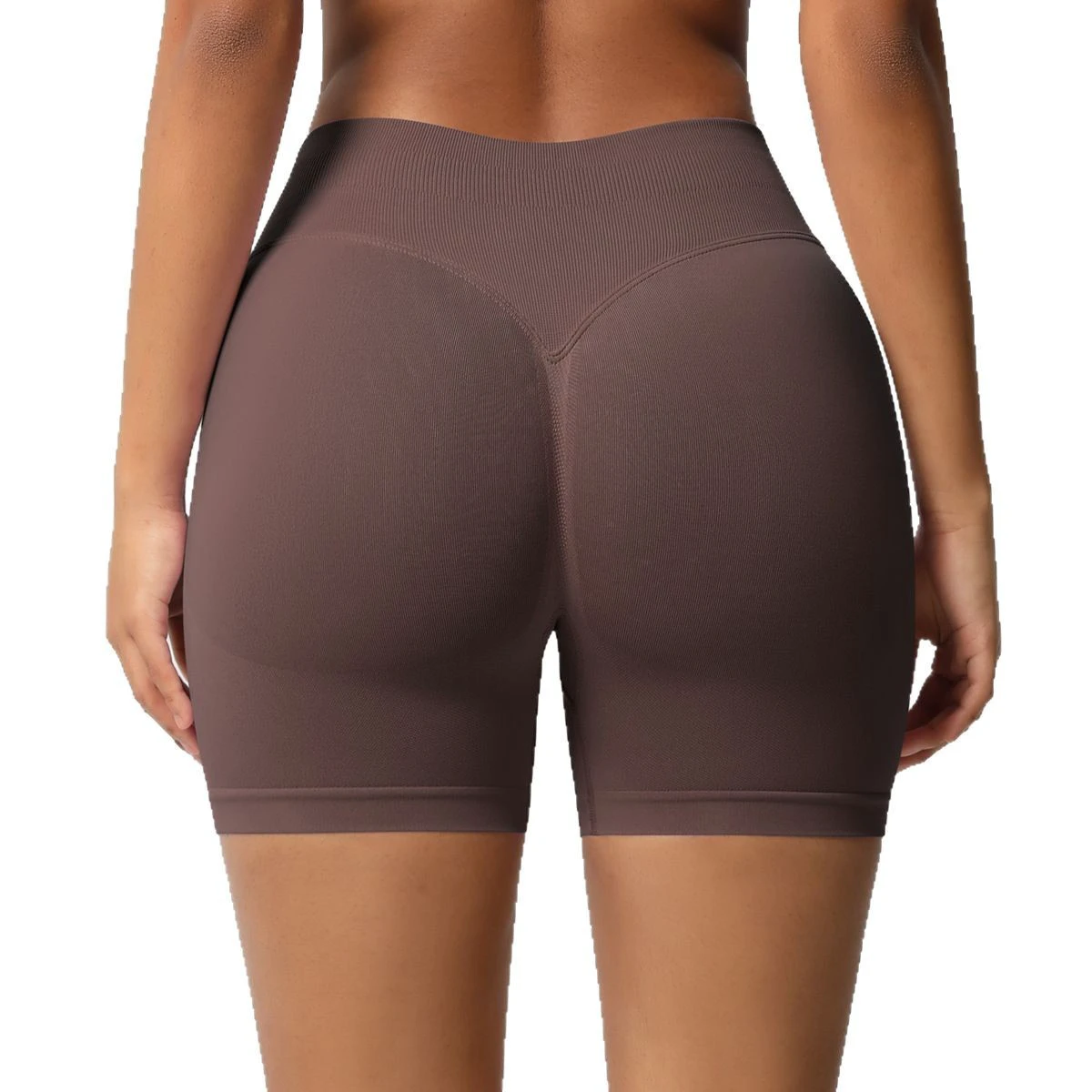 Women's High Waist Fitness Shorts Seamless Three-Section Peach Hip Lift Sports Pants Quick-Dry Yoga Shorts in XS Spandex/Nylon