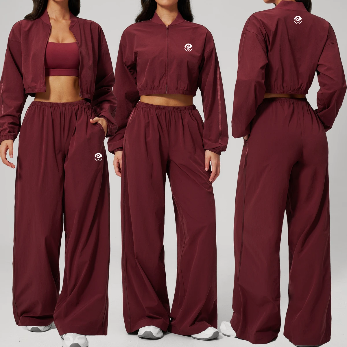 Activewear Suit Yoga Outfit Set Crop Top Fitness Jacket Yoga Wear Sports Long Pants 2 Pcs Workout Women Sets Ropa Deportiva