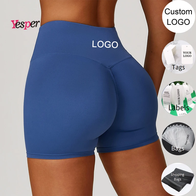 Women's High-Waisted Quick Dry Lightweight Breathable Four-Way Stretch Sweat-Wicking Gym Leggings Custom V Shaped Yoga Shorts