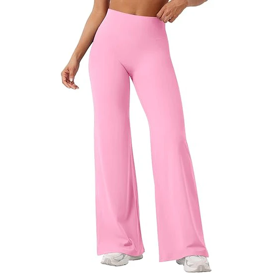 2026 Women's High Elastic Waist Polyamide Yoga Leggings Breathable & Quick Dry Calf-Length Wide Leg Yoga Pants for Women