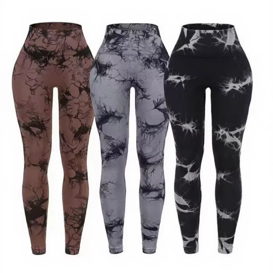 Women's High Waist Quick-Dry Gym Fitness Leggings New Tie-Dyed Seamless Sports Yoga Pants With Butt Lift Workout Sets