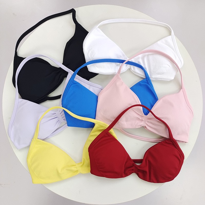 Women's Seamless Breathable High Support Backless Strapless Yoga Sport Bra Set Adjustable Straps Removable Pads Four-Way Stretch