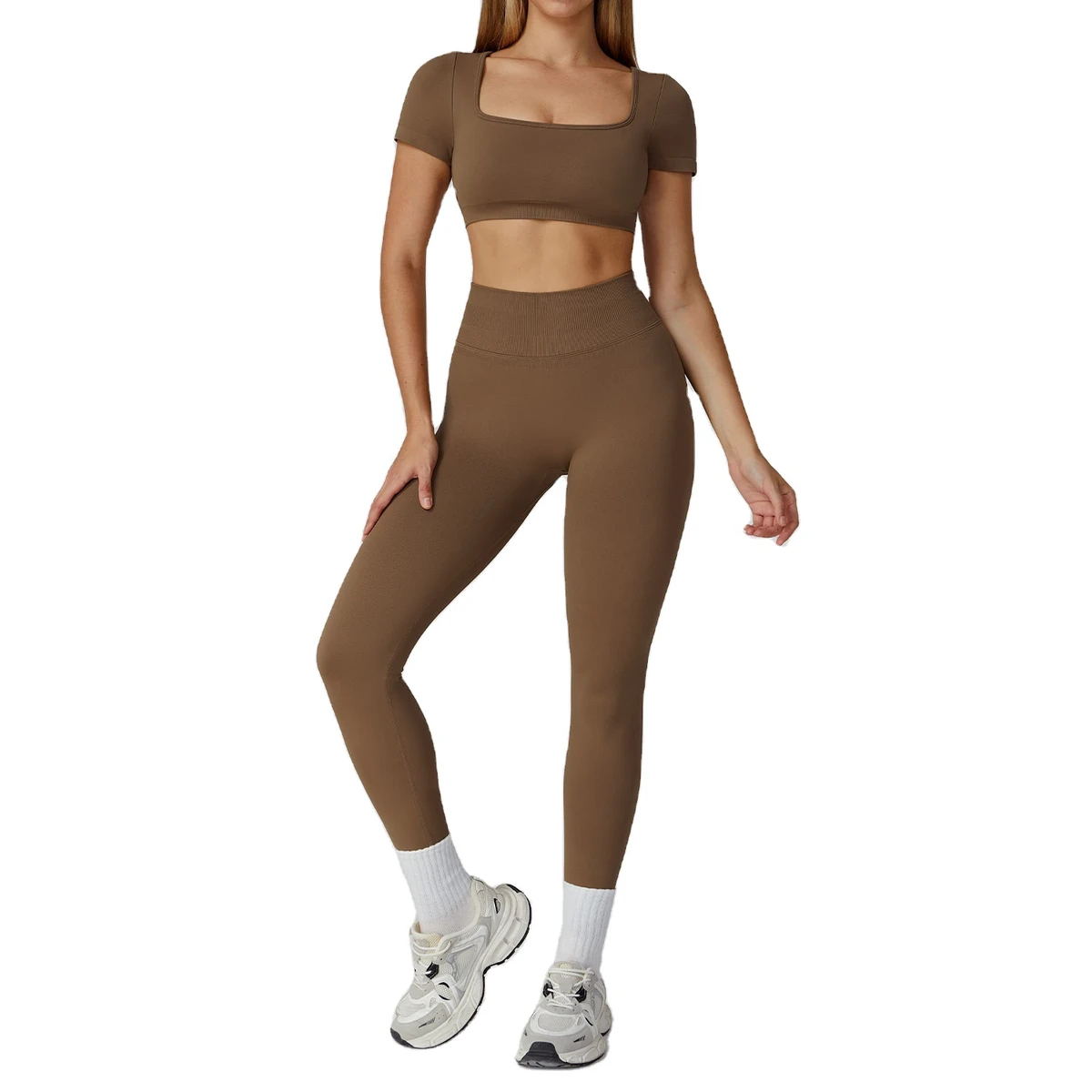 Custom High Waist Women's Solid Yoga Pants Four-Way Stretch Breathable Quick Dry Scrunch Butt Ankle-Length Fitness Gym