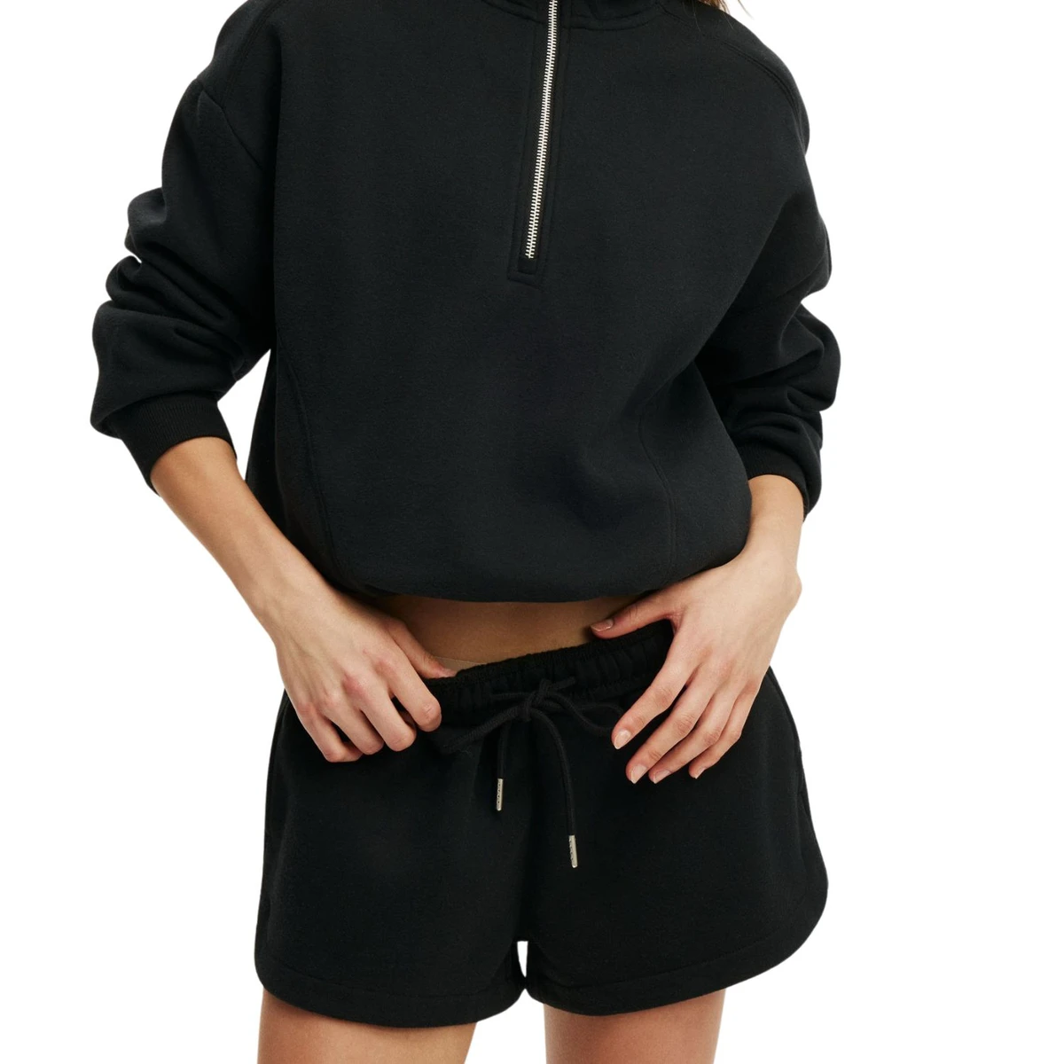 Custom Womens Cotton Breathable Sweat Shorts Athletic Running Mid Waist Elastic Waist Casual Gym Fitness Lounge Shorts