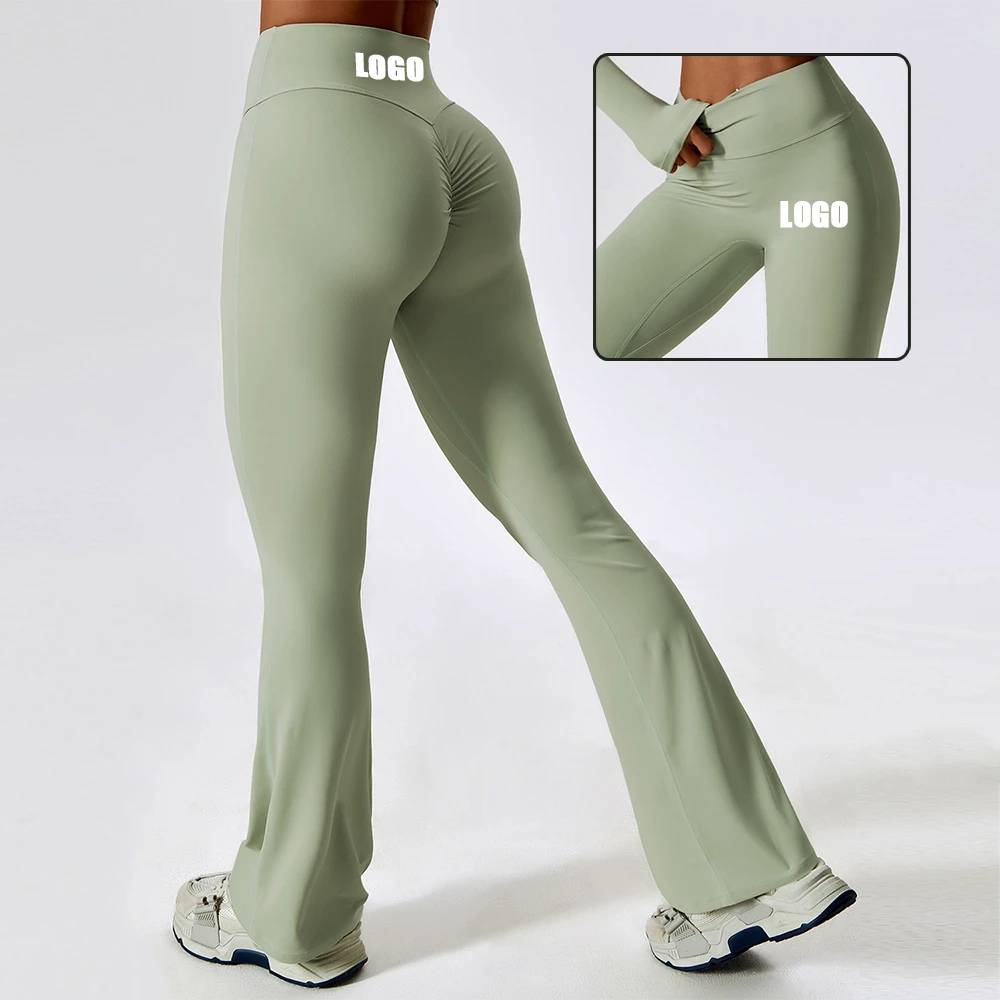 Women Wide Leg Yoga Pants Gym Fitness Plus Size Buttery Soft Scrunch Butt Sports Workout Flared Leggings Wide Leg