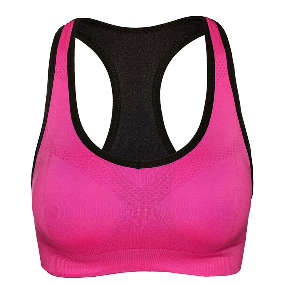 Breathable Lightweight Simple Women Sports Bra High for Padded Adjustable Straps Seamless Front Yoga Running Gym Fitness