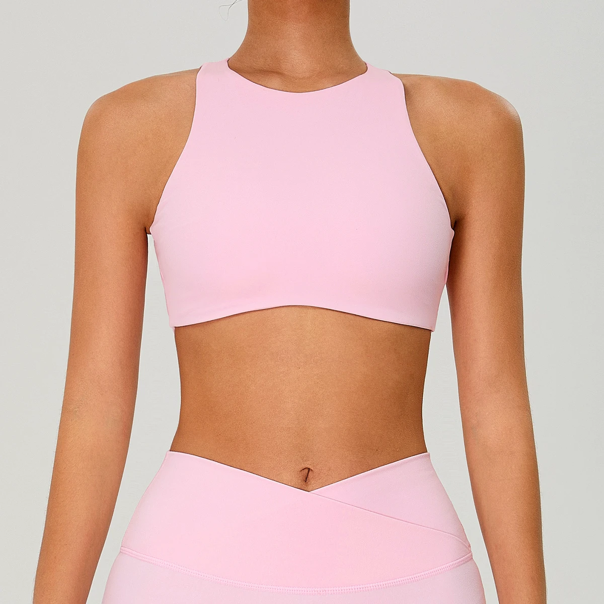Custom Women's Plus Size Medium Support Naked Feeling Quick Dry Fitness Sports Bra Running Fixed Shoulder Straps Removable Chest