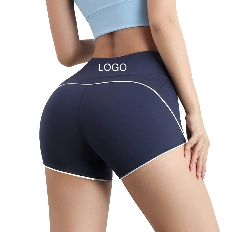 Custom Plus Size High Waist Sports Shorts For Women Lift Hip Compression Solid Color Ideal For Running Yoga Shorts