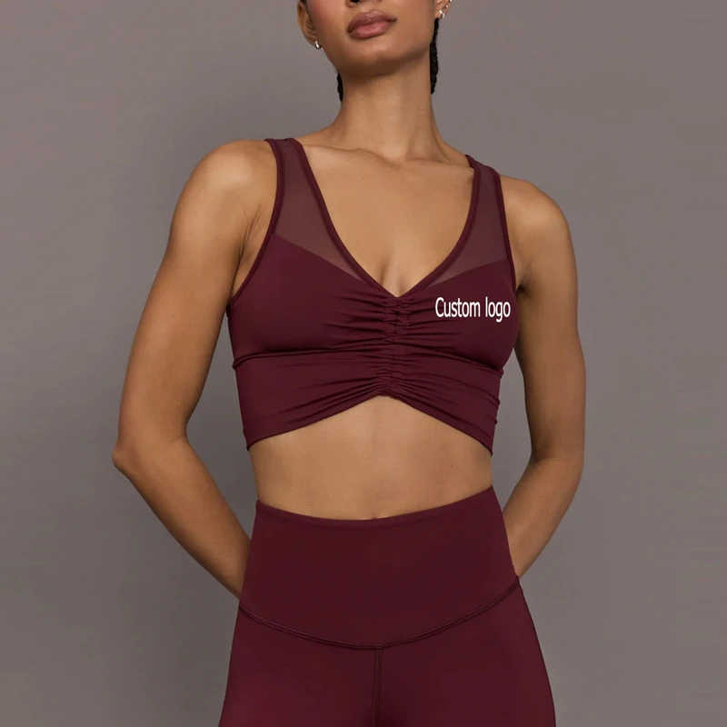 Oem Custom Gym Bra Mesh Longline Sports Bra High Support Fitness Sports Bra for Training Gym Active Wear Yoga for Women