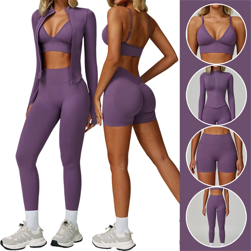 2025 Custom Lpgo Women's Fitness Gym Sets Quick Dry Yoga Set High Intensity Running Sports Clothing Solid 2 4 Piece Suits