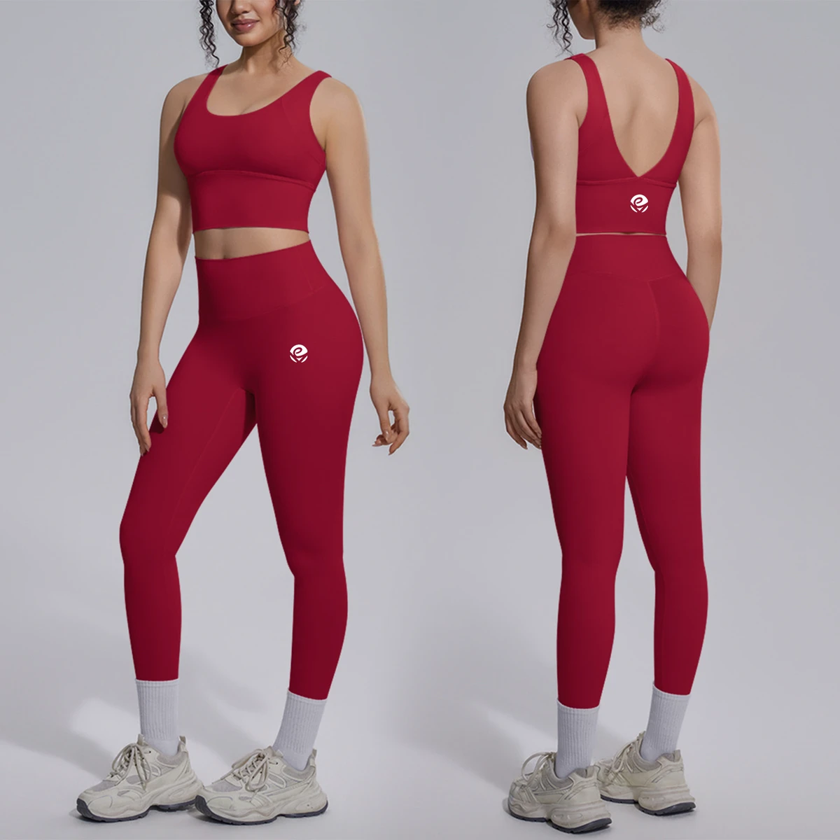 Women's Sports Outfit with Backless Breathable Fitness Set - Customizable logo Two-piece Set