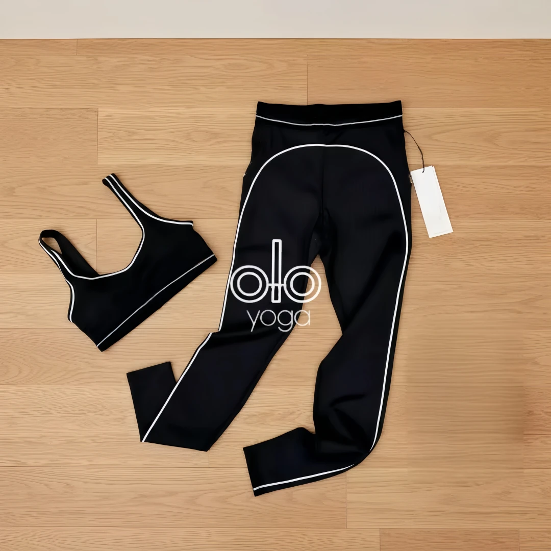 Custom Designer High-Quality Women's Spandex Yoga Two-Piece Set Wholesale -- Soft Sports Bra Crop Top and Long Pants