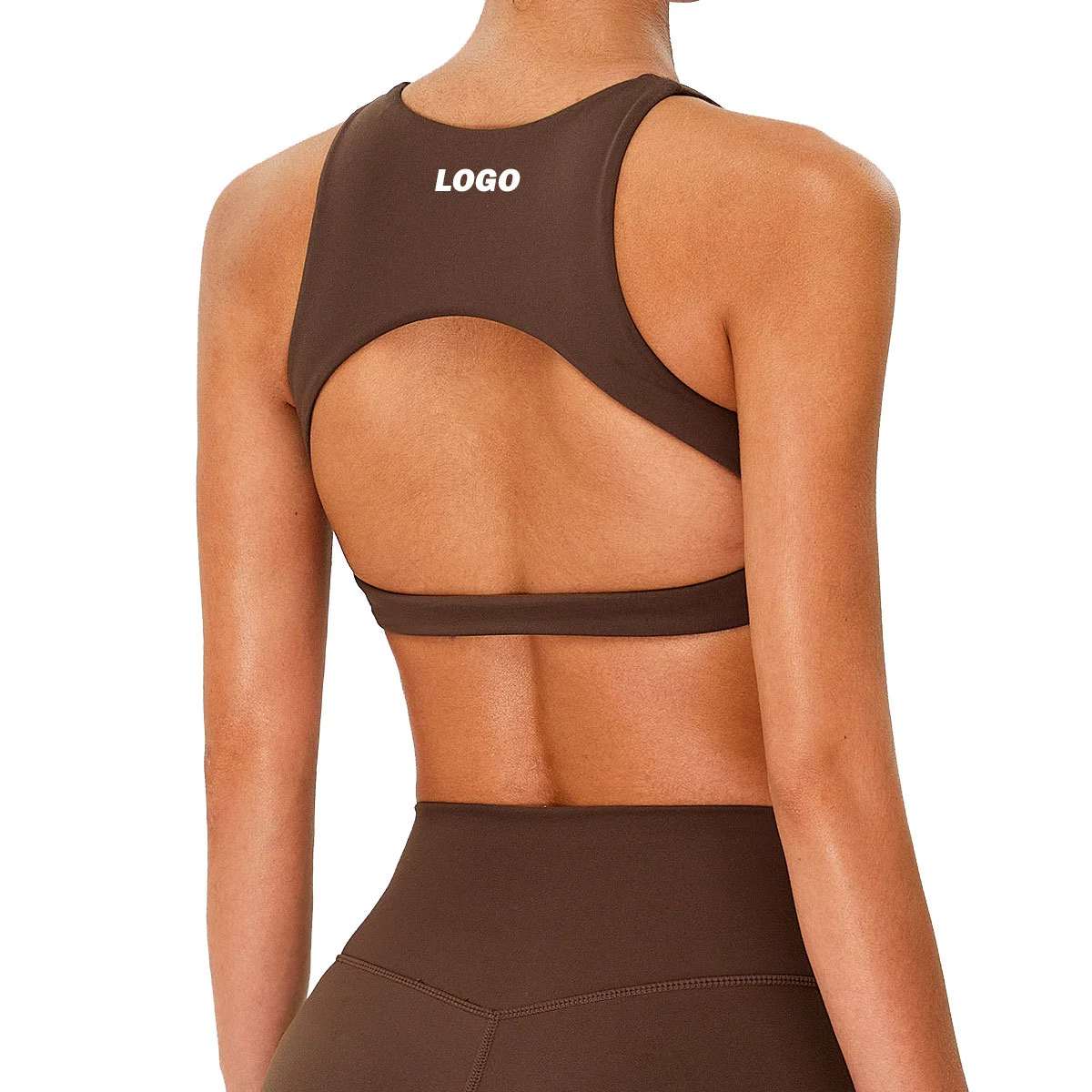 Custom Open Back Sports Underwear Push up Brassiere Workout Crop Tops High Neck Wireless Padded Yoga Gym Fitness Bra for Women