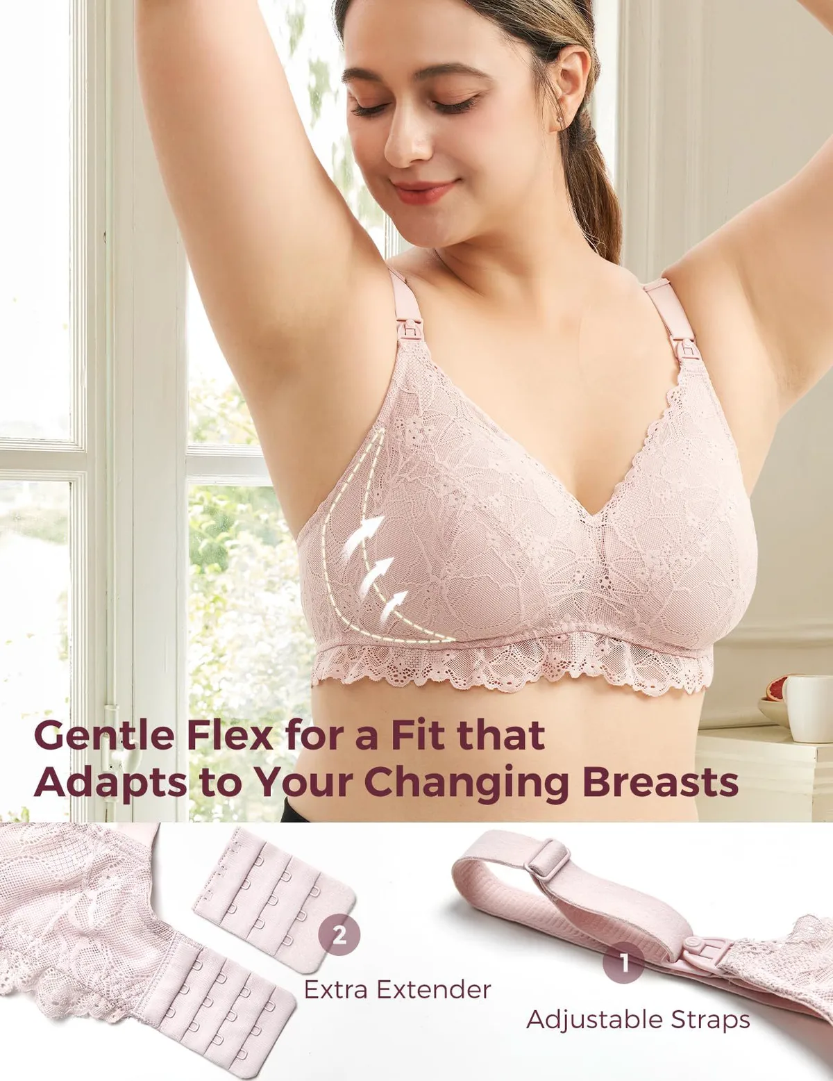 High Quality Sexy Lace Plus Size Soft Nursing Bra OEM Leakproof Push-up Elegant Deep V Breastfeeding Seamless Lingerie For Daily