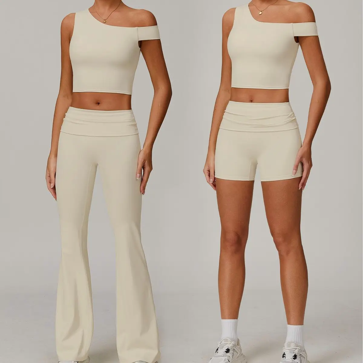 Eco-Friendly Recycled Solid Vest flared pants 2-Piece High Waist Quick Drying Breathable Running Sports Fitness Yoga Set