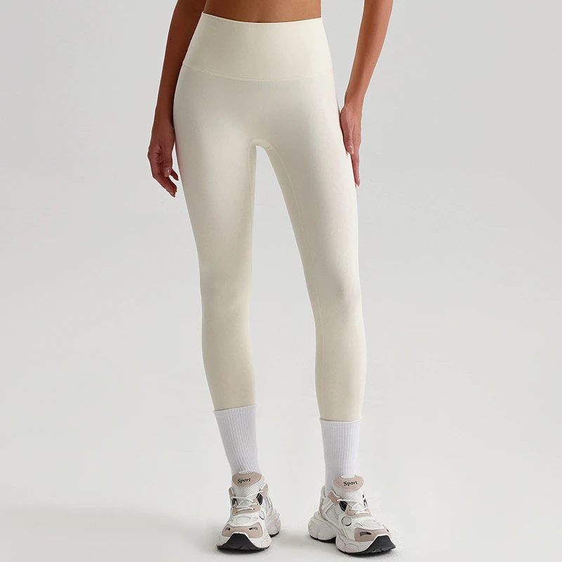 Women's Yoga Pants 2-Piece Set Nude-feel Solid Breathable for High-Waisted Hip-Boosting Seamless Stretchy