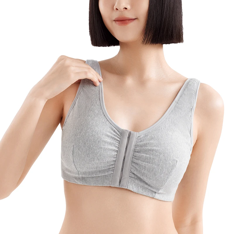 6041 Front Buckle Beauty Back Bra Plus Size Vest Type Sports Yoga Mother Thin Pocket Underwear Bra For Mastectomy Women