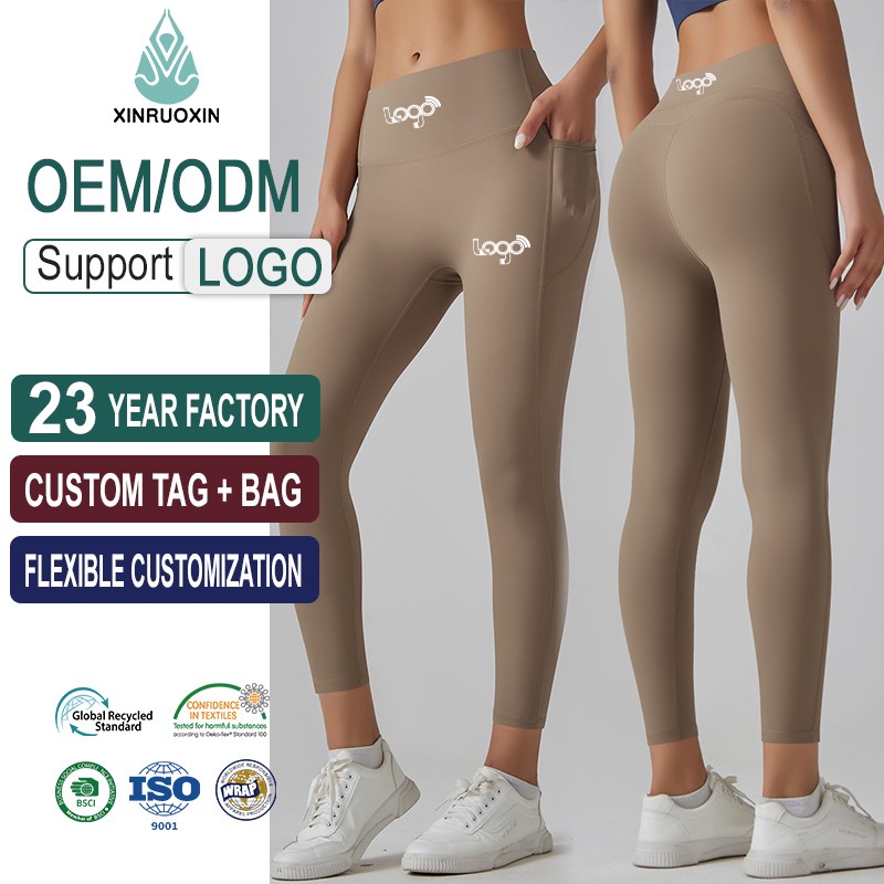 Manufacture Wholesale Custom Logo 75% Nylon 25% Spandex High Waist Seamless Sports Pants Gym Fitness Yoga Leggings for Women