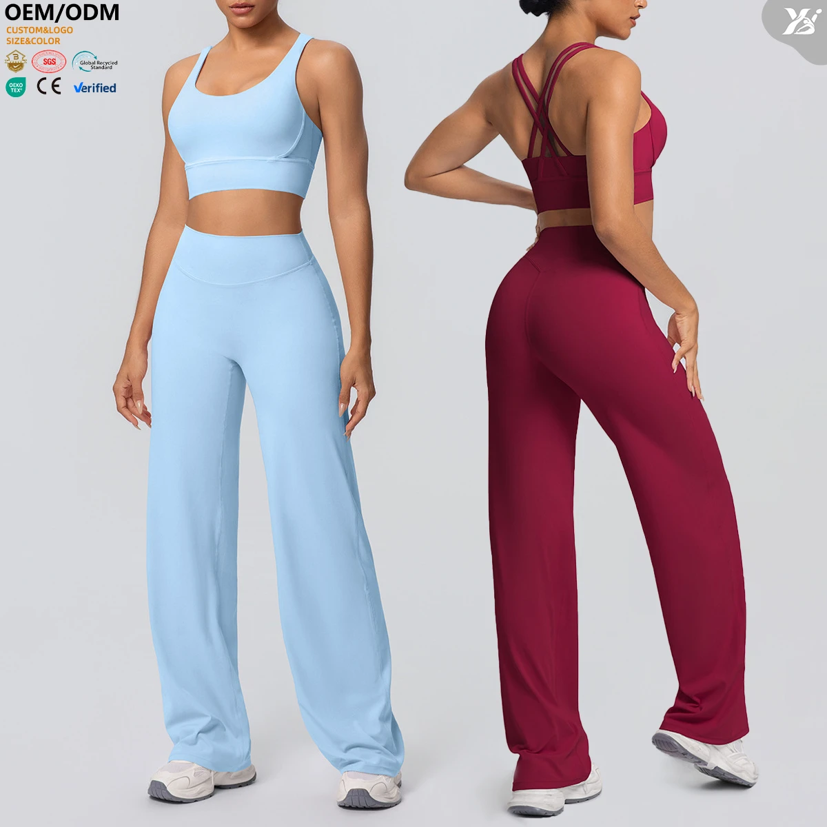XW-7113+7126 Workout Outfit 2 Piece New Arrivals Women Fitness Gym Clothing Cross Back Sports Bra Custom Yoga Wear Set