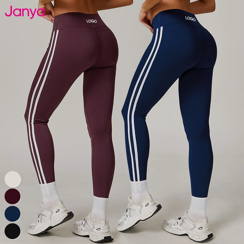 Janya Custom Logo Color Blocking Yoga Pants Gym Tights Activewear High Waist Four-Way Stretch Sports Yoga Leggings for Women
