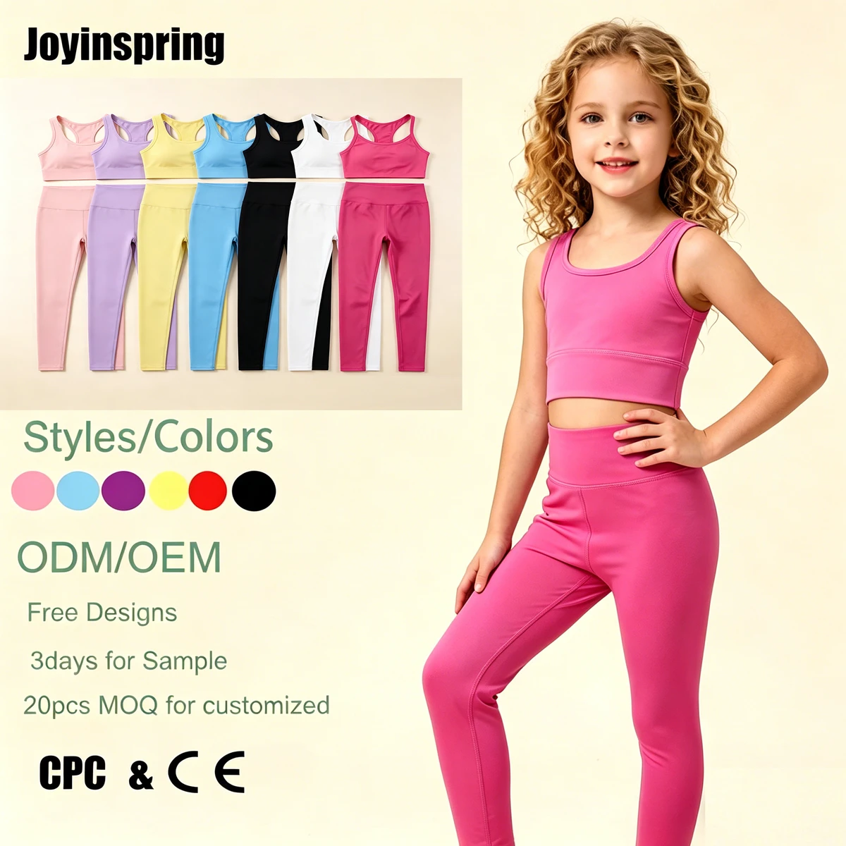 ODM/OEM Summer Kids' Girls Bra Wholesale Yoga Set Quick Dry Soft Material Slim Fit UV Protection for Sports Home Outdoor
