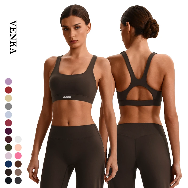 Women Gym Fitness High Impact Elastic Shoulder Straps Sexy Beautiful Back With Breast Pads Workout Sports Yoga Bra Color Full