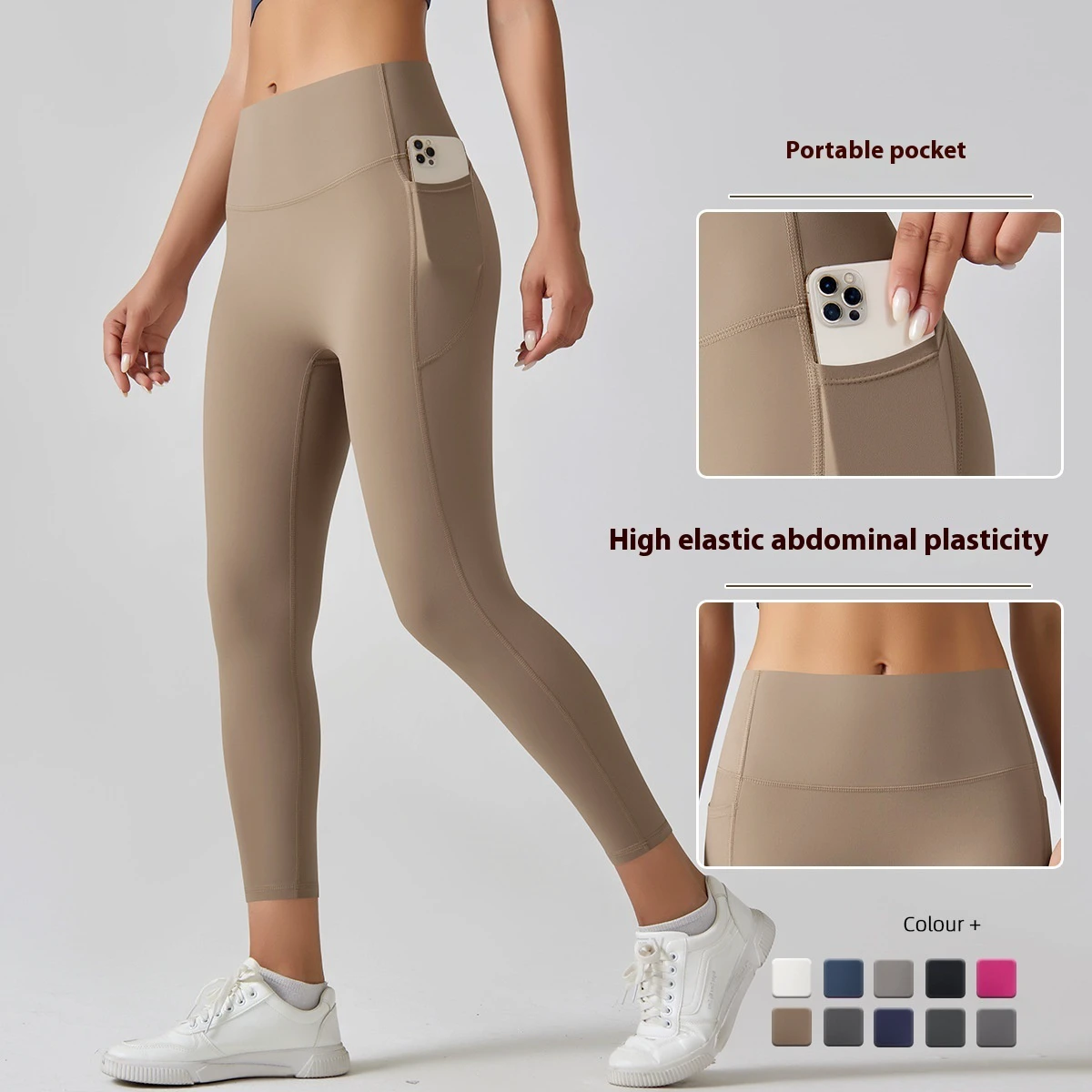 Women's High Waist Quick-Drying Breathable Four-Way Stretch Sweat-Wicking Spandex/Nylon Yoga Pants Elastic Waist Solid Ankle