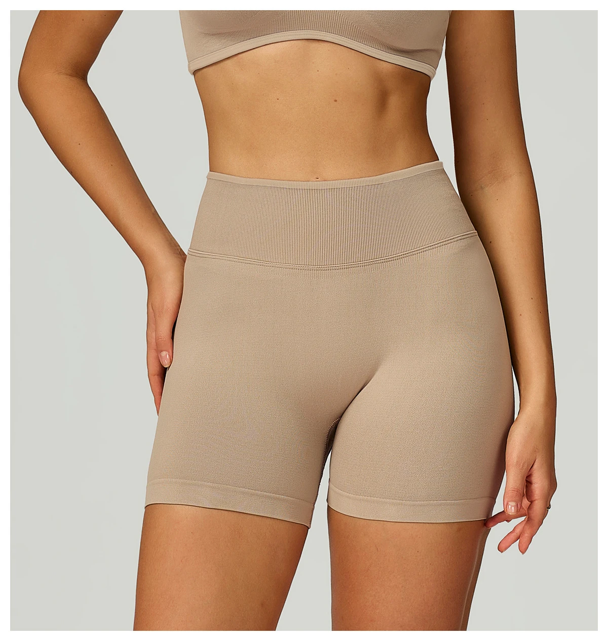 High Waist Tight Yoga Shorts Seamless Sports Running Fitness Shorts Contrast Color